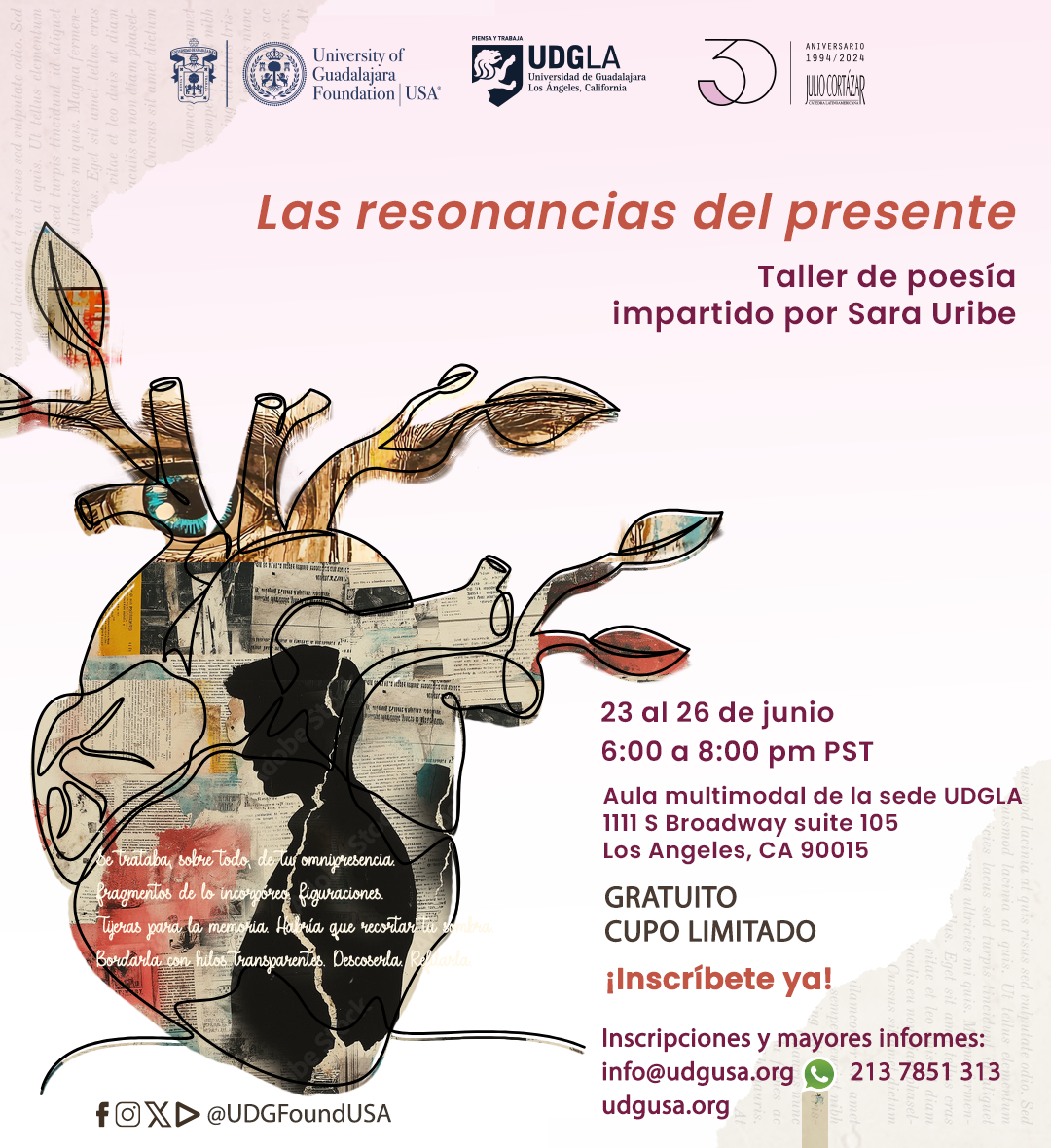 Cartel Taller de poesía con Sara Uribe